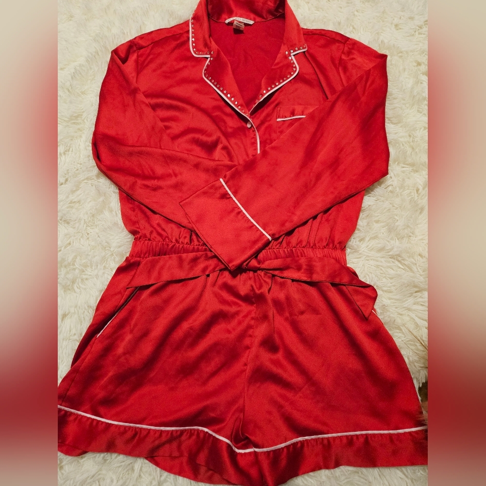 Victoria's Secret Red Satin Pajamas